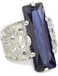 Sorrelli "Emerald City" Crystal Elongated Adjustable Silvertone Ring