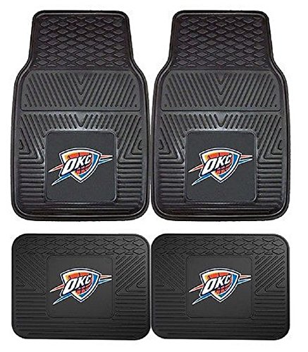 Oklahoma City Thunder NBA Basketball Heavy Duty Vinyl Utility Front and Back Car Truck Floor Mats Bundle Set