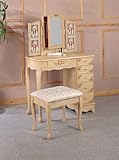 IMAGE OF Coaster Queen Anne Style Vanity Table and Stool/Bench Set, Hand Painted