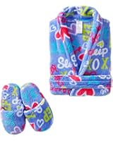Sleep & Co Big Girls' Love To Sleep Robe with Slippers Set