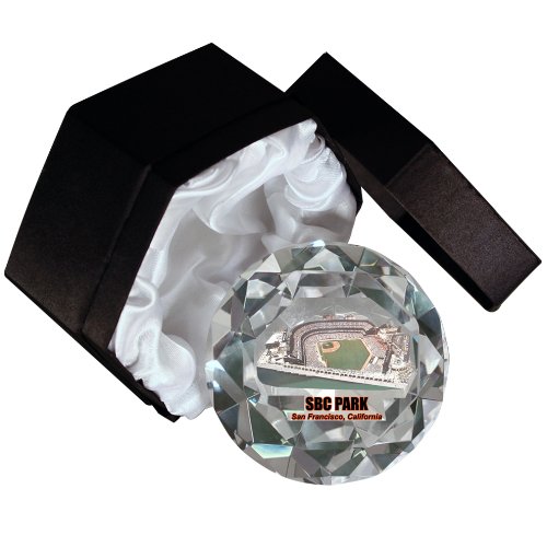 MLB San Francisco Giants SBC Park Photograph 4-Inch High Brillance Diamond Cut Glass Paperweight
