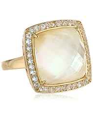 Sterling Silver Mother-Of-Pearl Square Blue Quartz Ring, Size 7