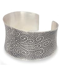 Sterling silver cuff bracelet, Thai Blossom - Floral Sterling Silver Cuff Bracelet from Thailand