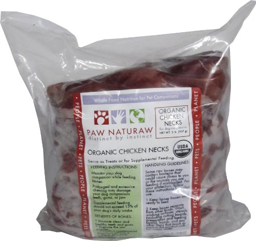 Frozen Dog Food:Paw Naturaw Organic Chicken Necks for Cats and Dogs, 2-Pound Bags (Pack of 4)
