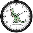 Tyrannosaurus Rex - T Rex - Cartoon Full Body Dinosaur Animal Wall Clock by WatchBuddy Timepieces (Hunter Green Frame)
