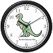 Tyrannosaurus Rex - T Rex - Cartoon Full Body Dinosaur Animal Wall Clock by WatchBuddy Timepieces (Hunter Green Frame)
