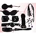 OrangeTag Sex Game Black 8 Pcs-neck collar whip ball handcuffs rope mask clips
