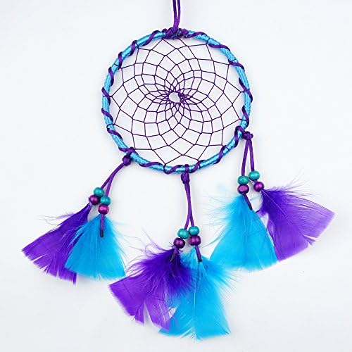 {Factory Direct Sale} Handmade Dream Catcher Circular Net with Feathers Wall Hanging Decoration Decor Ornament Craft Gift New (L1563-blue)