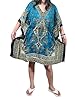 Boho Short Kaftan Blue Ethnic Printed Lounger Wear Caftan Tunic Top One Size