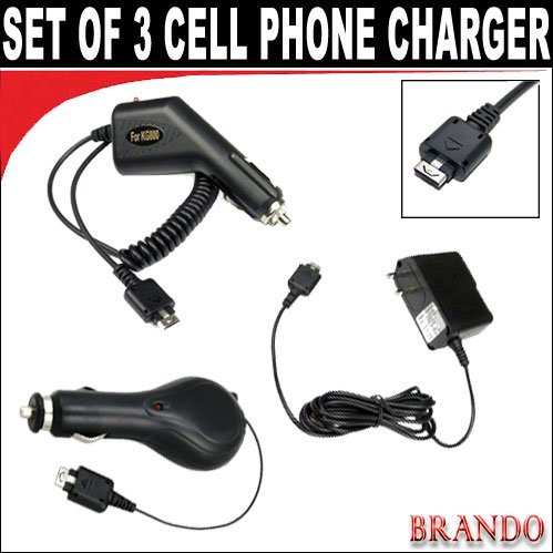 Cell phone combo pack, 1 car charger,1 retractable car charger, 1 travel charger for Your LG KP100,KP500