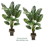 TWO 5' Artificial Banana Tropical Trees, with No Pot,