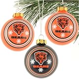 Chicago Bears 3 Pack Glass Ball Ornaments