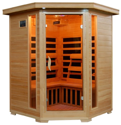 3 Person Sauna Corner Fitting Infrared FIR FAR 7 Carbon Heaters Hemlock Wood CD Player MP3 plug-in