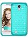 Galaxy S4 Case, MANDYCOWRY [Fashion Creative Design] Crystal Bling PC Shell Shock Absorbing Soft Rubber Inner Hybrid Armor Protection Cover for Samsung Galaxy S4 S IV I9500 All Carriers(Turquoise)