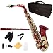 Cecilio 2Series AS-280RL Red Lacquered E Flat Alto Saxophone w/ Carrying Case & Accessories