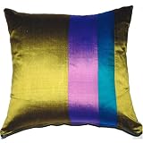 Lime Multi Banded Thai Silk Pillow
