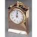 Desk clock white face polished brass finish 6.25 inch tall roman numeral