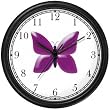 Purple Butterfly - JP Animal Wall Clock by WatchBuddy Timepieces (Black Frame)