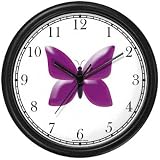 Purple Butterfly - JP Animal Wall Clock by WatchBuddy Timepieces (White Frame)
