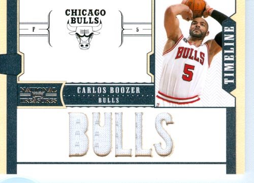2011 Playoff National Treasures Authentic Carlos Boozer 5 Patch Game Worn Jersey Card