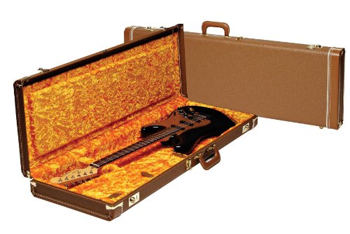 Fender Accessories 099-6102-406 Deluxe Strat/Tele Case, Black w/ Orange Plush Interior On Sale