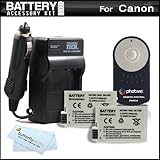 2 Pack Battery And Charger + Wireless Shutter Release Kit For Canon EOS Rebel T2i, T3i DSLR Camera Includes 2 Extended Replacement (1700MAH) Batteries For Canon LP-E8 + Ac/Dc Travel Charger + Photive RC-6 Wireless Shutter Release Remote Control + More
