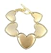 Bracelet - B131 - Designer Inspired Heart Link ~ Gold Tone Metal