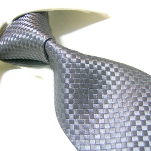 Towergem 100% Silk Silver Woven Tie For men Necktie