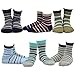 TeeHee Little Boys Cotton Fashion Fun Crew Socks 6 Pair Pack (3-5 Years, Stripe)