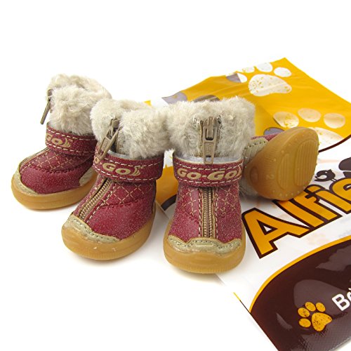Alfie Pet by Petoga Couture - Harrison All Weather Set of 4 Dog Boots/Sneakers - Color: Red, Size: L