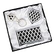 Crystal Compact Heart Shaped Purse Mirror, Key Chain & Card Case Gift Set