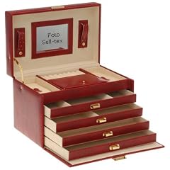 Schmuckk�stchen 4 F�cher rot/braun