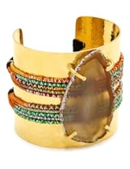 Mercedes Salazar Natural Stone Gold-Plated Hammered Cuff Bracelet