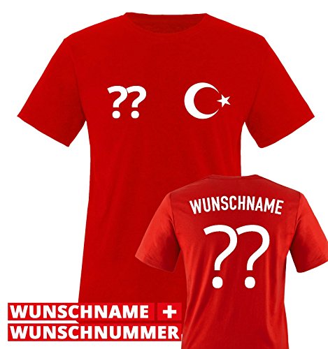 TRIKOT – TÜR – WUNSCHDRUCK – Herren T-Shirt – Rot / Weiss Gr. L