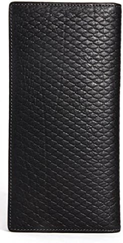 QISHI YUHUA MQ Mens Quilted Black Cowhide Wallets