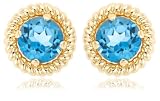 14k Yellow Gold 6mm Round Rope Design Swiss Blue Topaz Earrings