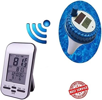 Wireless Pool Thermometer, UKINDA Floating Solar Rechargeable Thermometer for Pool, Spa, bathtub, fishpond. (Silver)