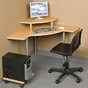 Compact Corner Workstation Teak Laminate Finish/Silver Paint