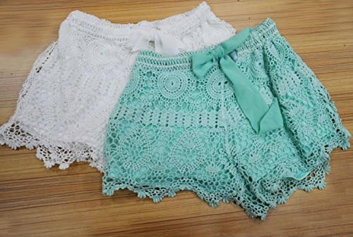 Womens New Sexy Elastic Openwork Celeb Lace Crochet Bow Shorts Mira Hot Pants