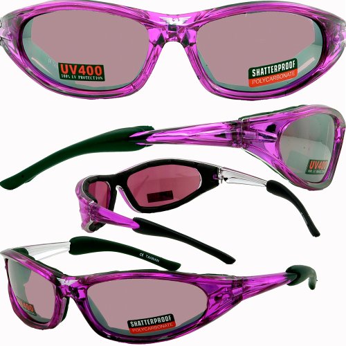 ACCENT FOAM PADDED MOTORCYCLE SUNGLASSES WOMENS EYEWEAR PINK FRAME