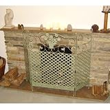 Decorative Green Fire Guard Screen Lattice & Flower design