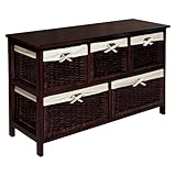Badger Basket Five Basket Storage Unit with Wicker Baskets, Espresso