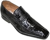 David Eden Mens Stylish Genuine Alligator/lizard Skin Slip-on Shoes Stone in Black