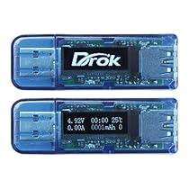 DROK® USB 3 0 Hub Protector Multi Tester, OLED Screen Pocket Digital Multimeter, DC Voltmeter Ammeter Capacitance Meter Thermometer Energy Time Battery Monitor, OTG Connector Output Auto Off

