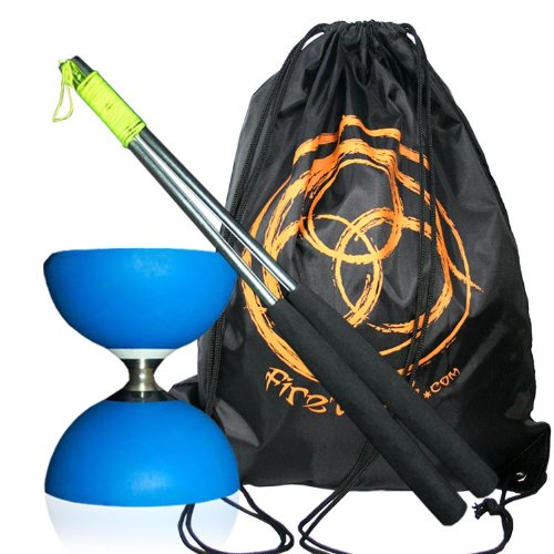 Cyclone Triple Bearing Diabolo (Blue) with Aluminium Hand Sticks & FT Bag