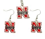 Nebraska Cornhuskers Necklace and Dangle Earring Charm Set NCAA