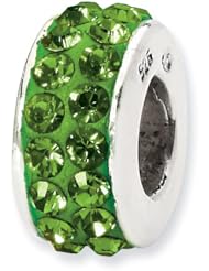 Sterling Silver Reflections Green Double Row Swarovski Elements Bead