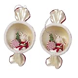 Merrily Merrily Candy and Elf Diorama Christmas Ornament Set of 2