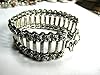 Womens Gift Idea- Bracelet Link Wrist Braclet Silver Black Tone Metal Jewelry
