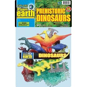 Planet Earth Prehistoric Dinosaurs 15 piece Playset: 3 to 7 inch Dino Figures and Scenery
